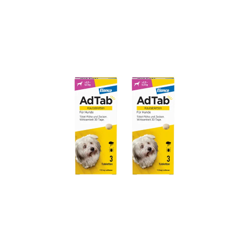 ADTAB 112 mg Kautabletten für Hunde >2,5—5,5 kg Doppelpackung (2x 3St)