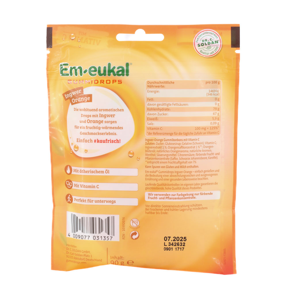 EM-EUKAL Gummidrops Ingwer-Orange zuckerhaltig