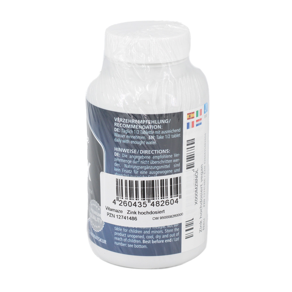 ZINK 25 mg hochdosiert vegan Tabletten