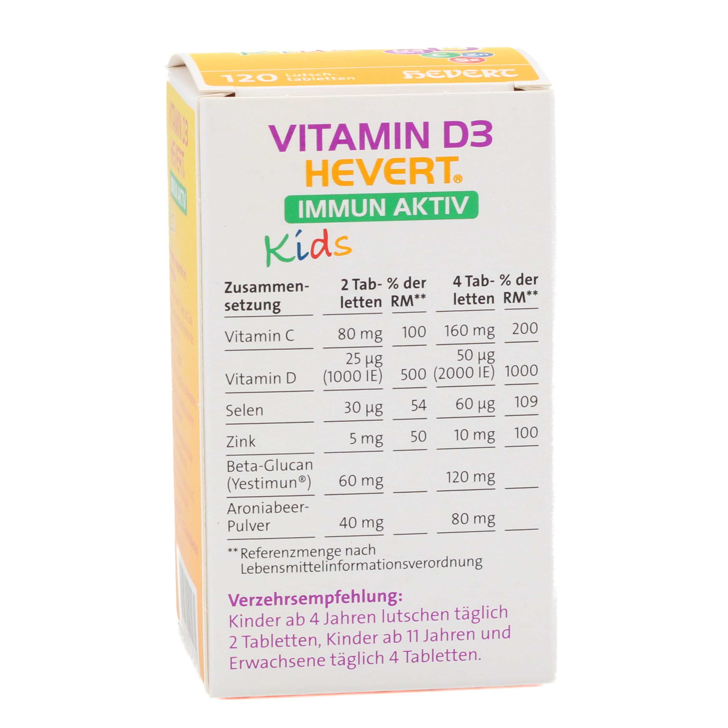 VITAMIN D3 HEVERT Immun Aktiv Kids Lutschtabletten