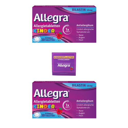 ALLEGRA Allergietabletten Kinder 10 mg Schmelztabletten 2x 20 St + Kinderpflaster Set