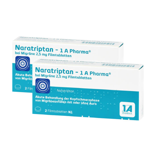 NARATRIPTAN-1A Pharma bei Migräne 2,5 mg Filmtabl. Set (2x2St)