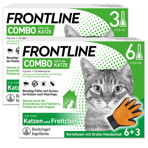 FRONTLINE COMBO® 6St + 3St mit gratis Fellpflegehandschuh