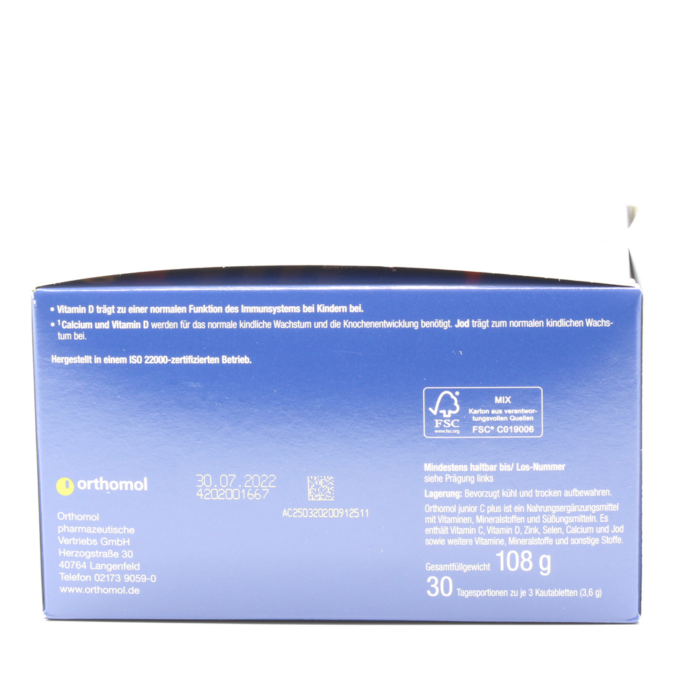 ORTHOMOL Junior C plus Kautabl.Waldfrucht