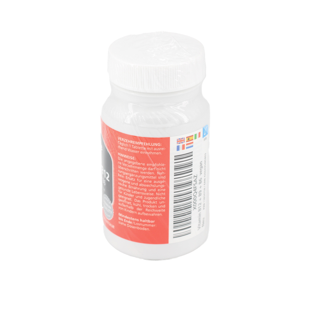 VITAMIN B12 1000 μg hochdos.+B9+B6 vegan Tabletten