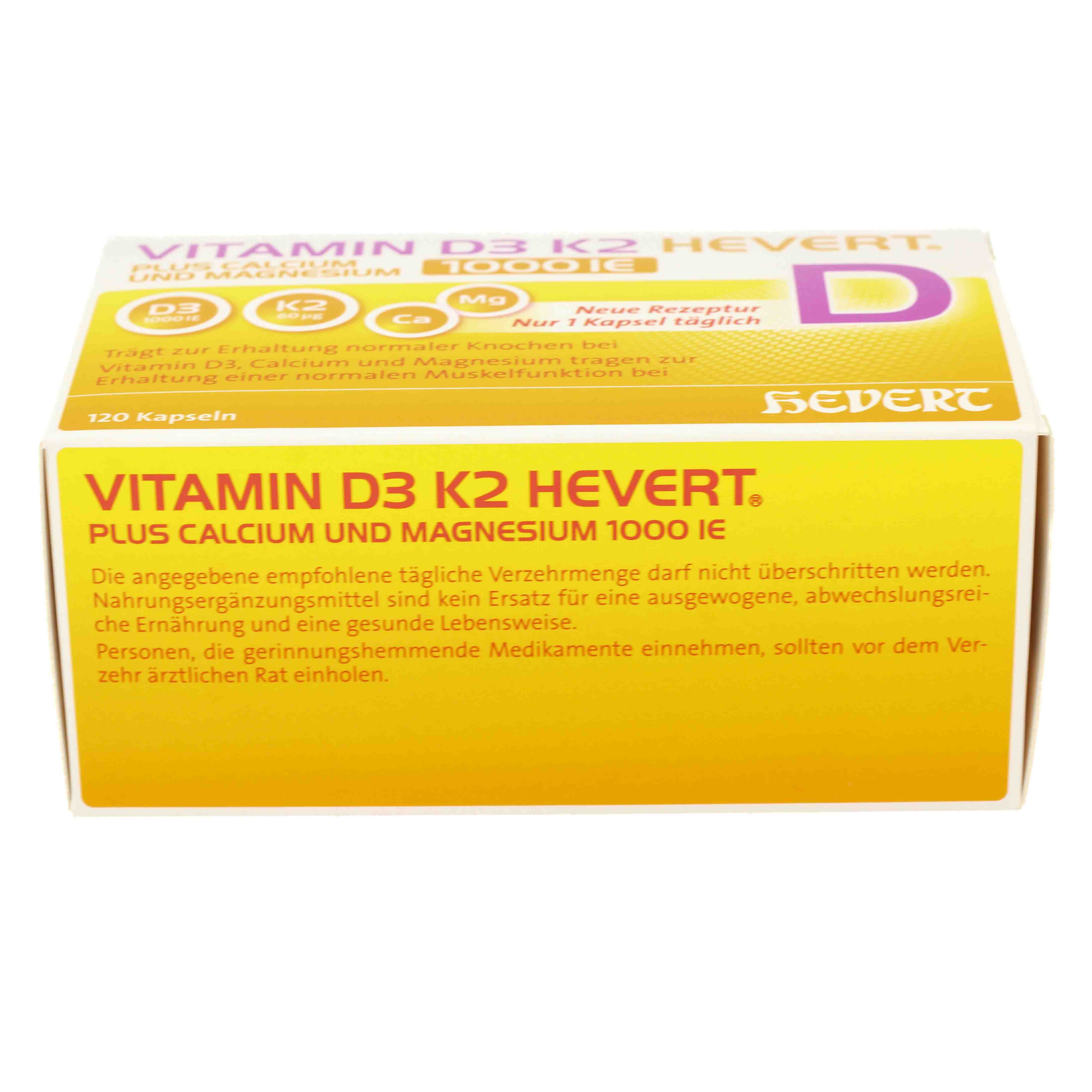 VITAMIN D3 K2 Hevert+Calcium u.Magnes.1000 IE Kps.