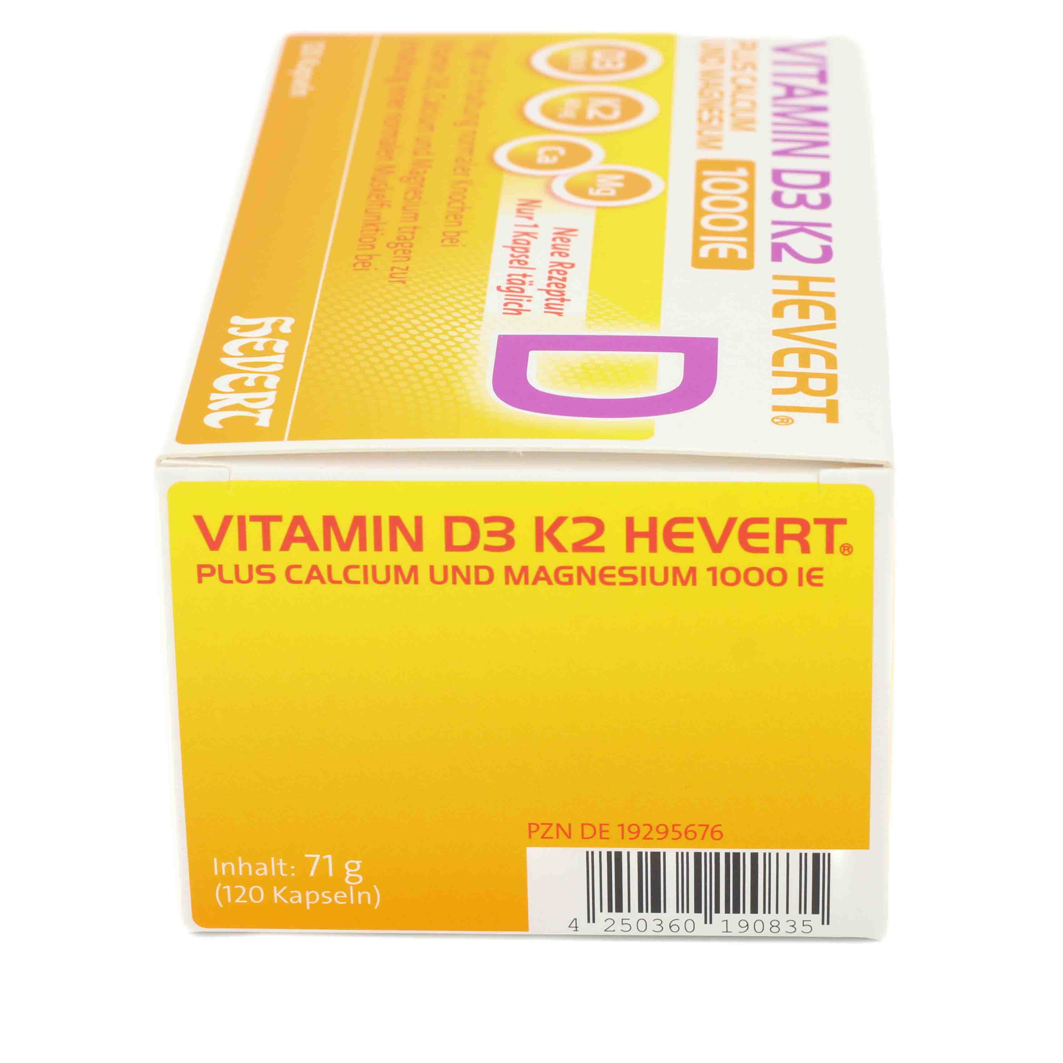 VITAMIN D3 K2 Hevert+Calcium u.Magnes.1000 IE Kps.