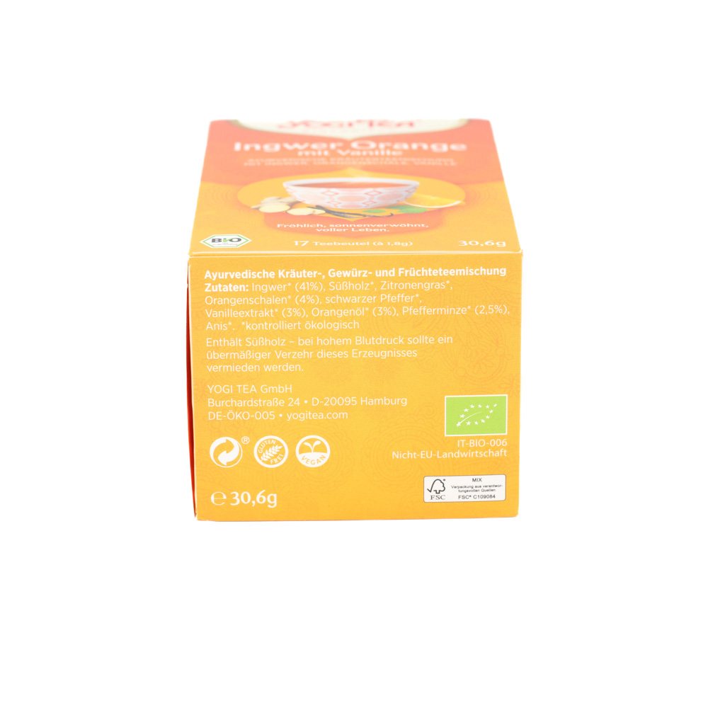 YOGI TEA Ingwer Orange mit Vanille Bio Filterbeut.