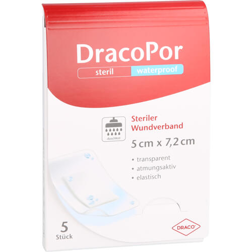 DRACOPOR waterproof Wundverband 5x7,2 cm steril