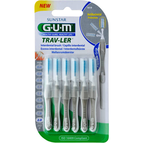 GUM TRAV-LER 2,0mm Kerze grau Interdental+6Kappen
